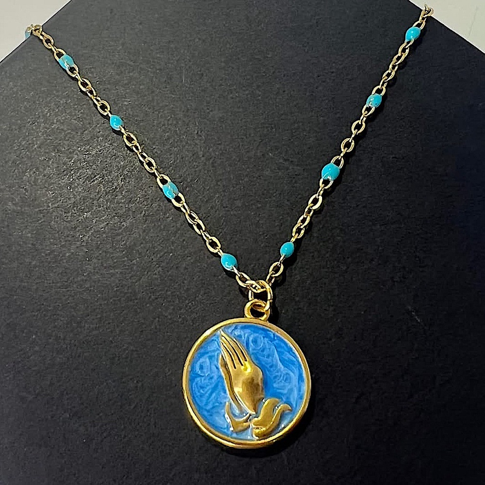 Prayer and Supplications Black Enamel Pendant and Necklace 🙏🏽🤍